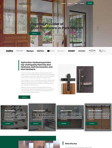 The new Alpine Door Hardware website after the redesign.